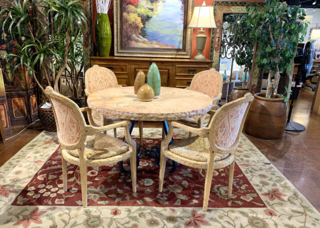 Stone Top Dining Table with 4 Chairs In Tucson | HomeStyle Galleries ...